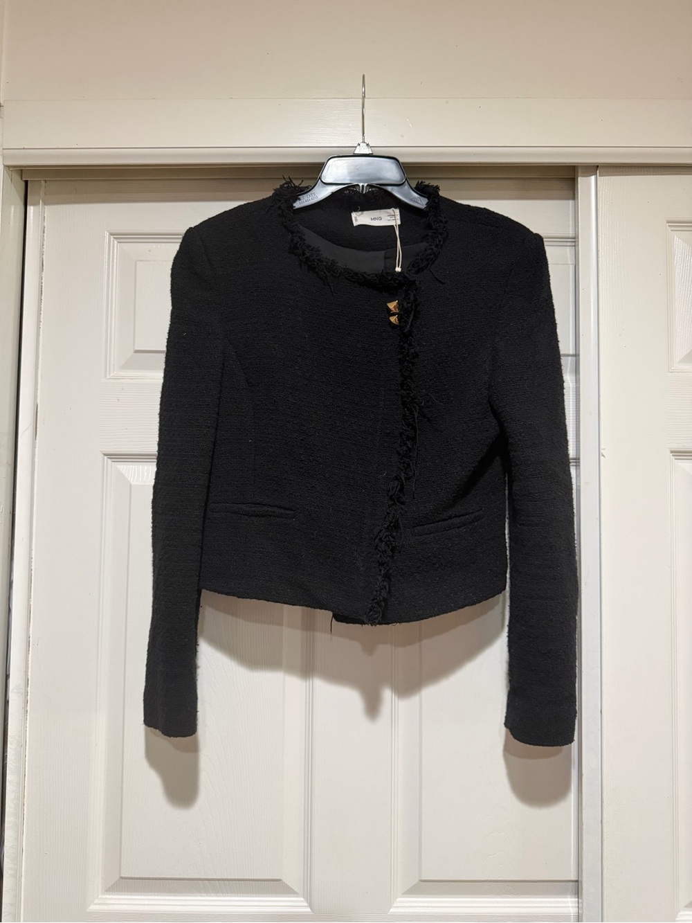 Mng Classic Black Tweed Jacket Size Medium
